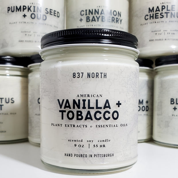 Vanilla + Tobacco, 9 oz. Soy Candle