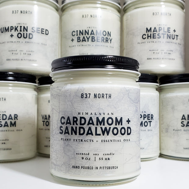 Cardamom + Sandalwood, 9 oz. Soy Candle