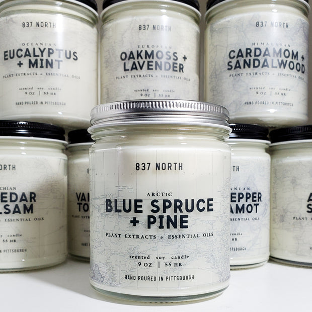 Blue Spruce + Pine, 9 oz. Soy Candle