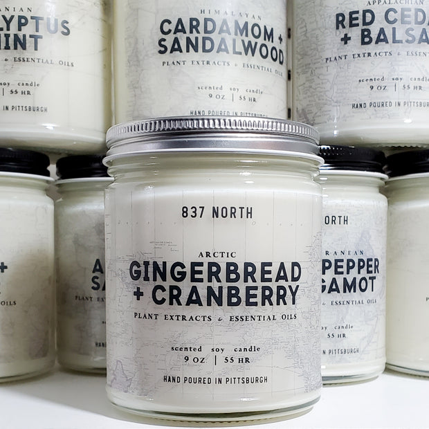 Gingerbread + Cranberry, 9 oz. Soy Candle