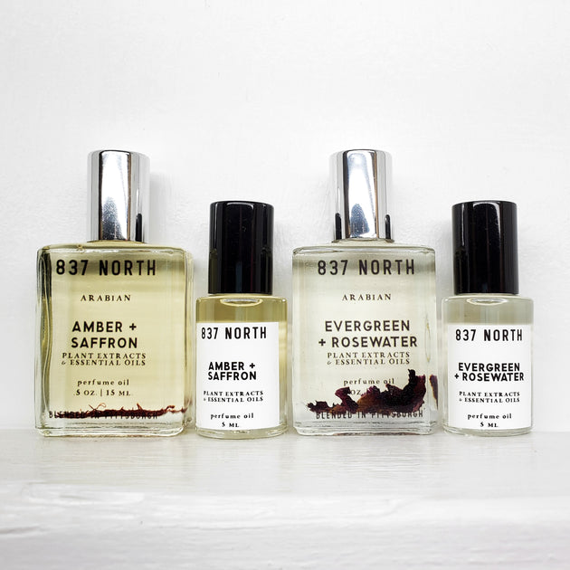 Evergreen + Rosewater, 5 ml. Unisex Perfume Oil 837 North