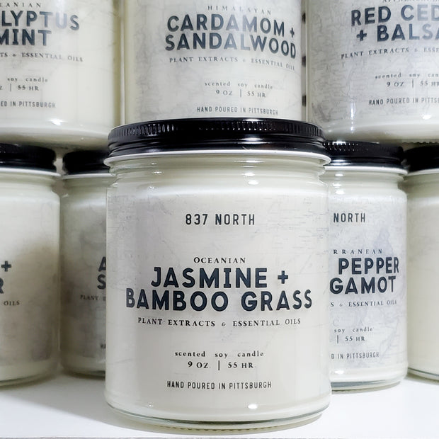 Jasmine + Bamboo Grass, 9 oz. Soy Candle