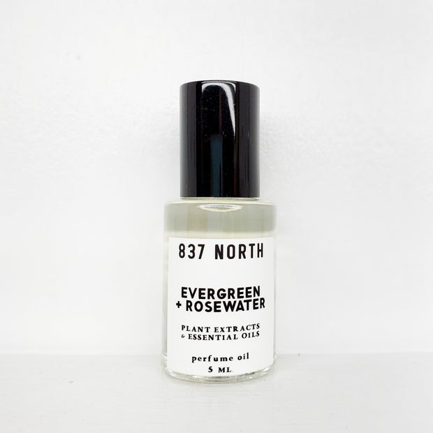 Evergreen + Rosewater, 5 ml. Unisex Perfume Oil